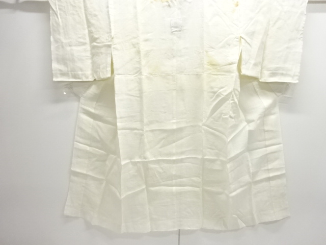 JAPANESE KIMONO / ANTIQUE PURE LINEN OPENWORK WEAVE FLORAL PATTERN JUB